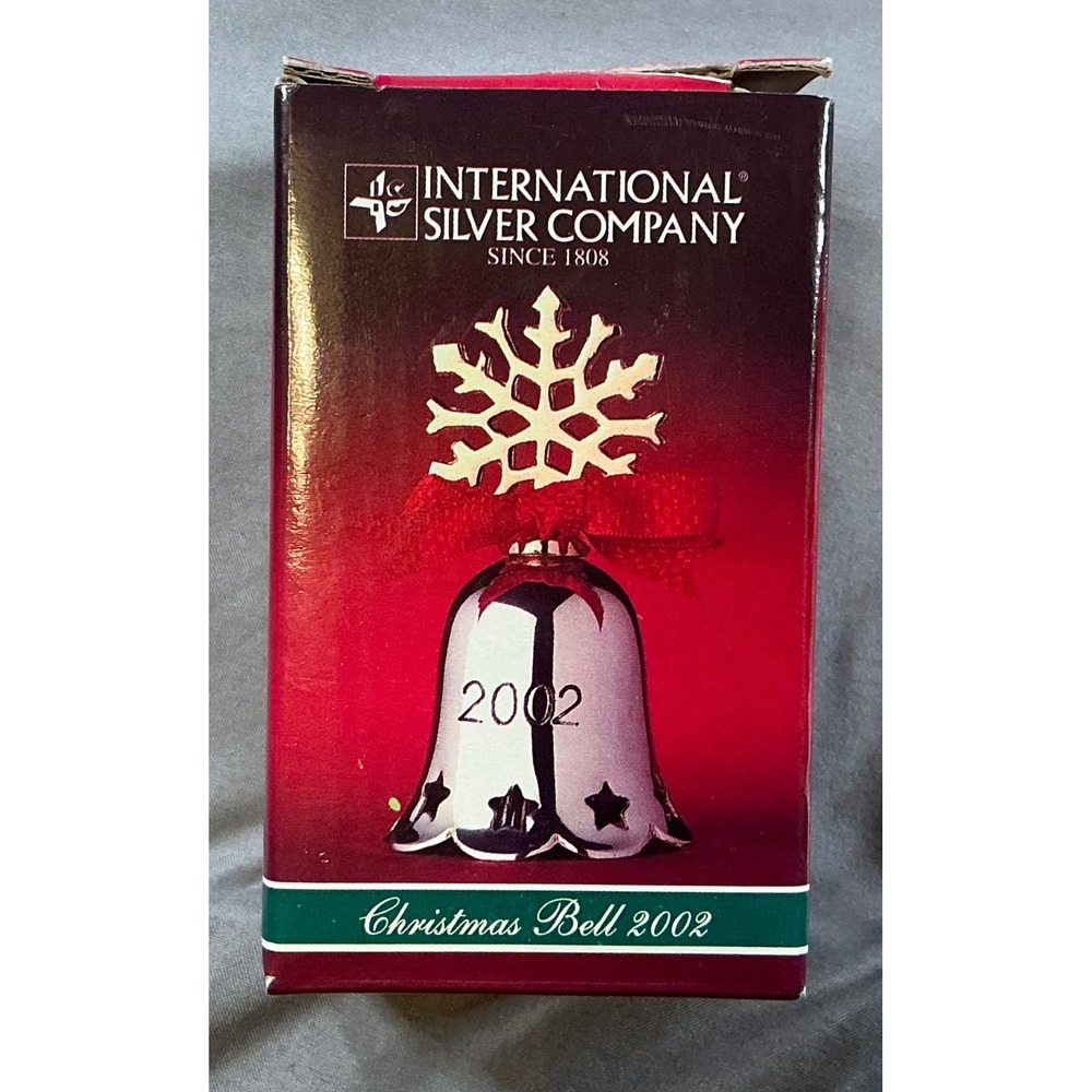 International Silver Company 2002 Christmas Bell Ornament Snowflake Star Silver